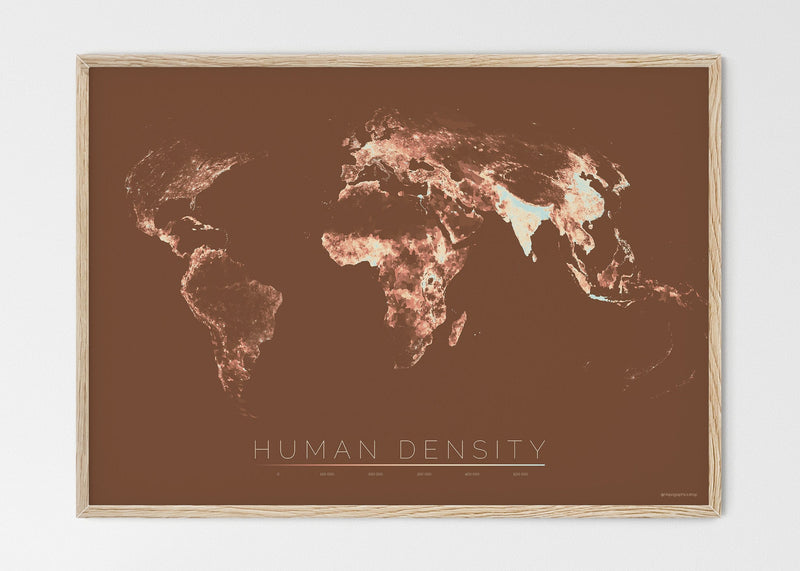 THE WORLD AS POPULATION DENSITY Mapographics Print Material Population_LARGE12 / Large title / 100x70cm (39.37x27.56")