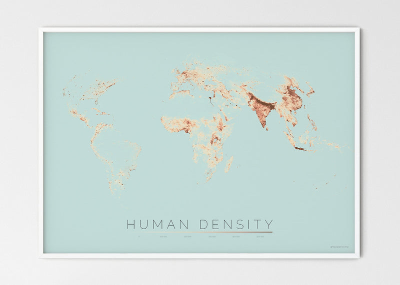 THE WORLD AS POPULATION DENSITY Mapographics Print Material Population_LARGE2 / Large title / 100x70cm (39.37x27.56")