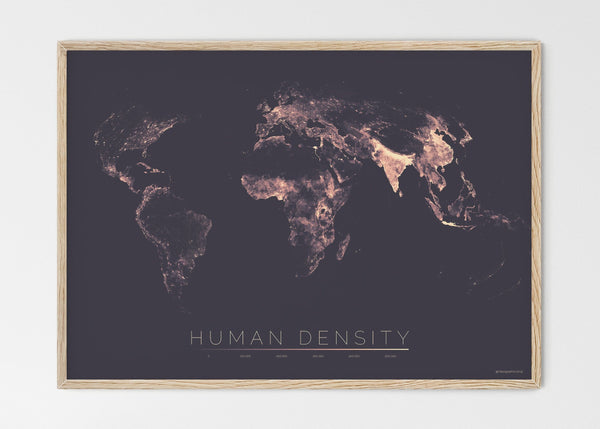 THE WORLD AS POPULATION DENSITY Mapographics Print Material Population_LARGE3 / Large title / 100x70cm (39.37x27.56")