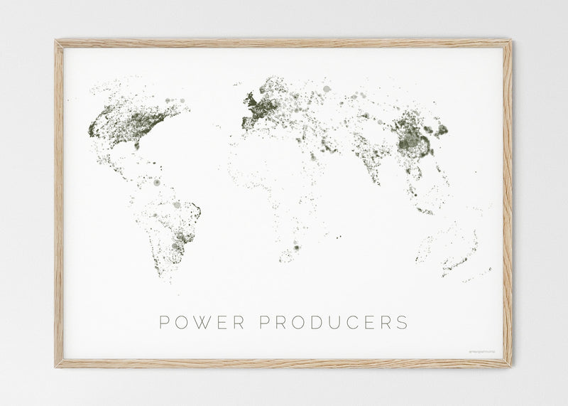 THE WORLD AS POWER STATIONS Mapographics Print Material Power_Plants_LARGE3 / Large title / 100x70 cm (39.37x27.56")