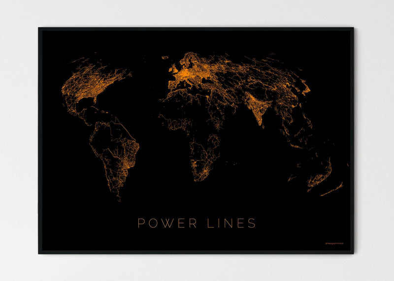 THE WORLD AS POWER LINES Mapographics Print Material Powerlines_LARGE3 / Large title / 100x70 cm (39.37x27.56")