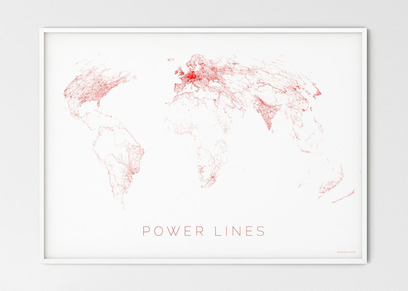 THE WORLD AS POWER LINES Mapographics Print Material Powerlines_LARGE5 / Large title / 100x70 cm (39.37x27.56")