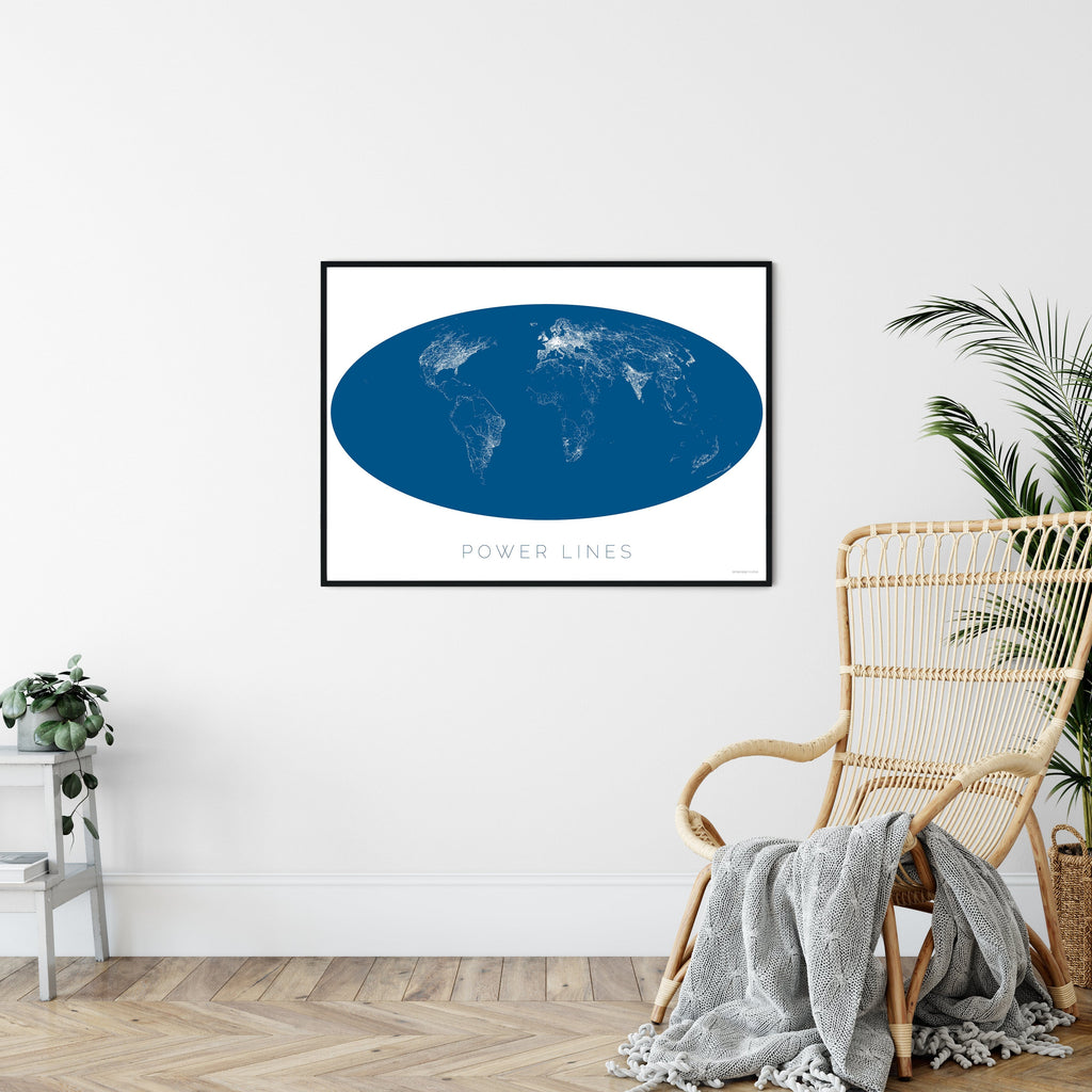 Powerline Map Graphic MAP PRINT: THE WORLD AS A POWER LINES – MAPOGRAPHICS