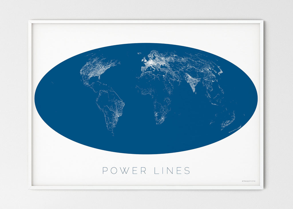 Powerline Map Graphic MAP PRINT: THE WORLD AS A POWER LINES – MAPOGRAPHICS