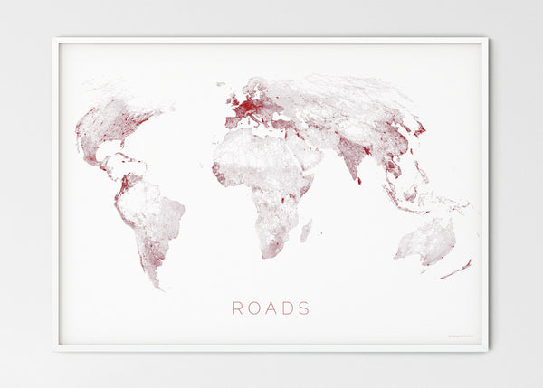 THE WORLD AS ROADS Mapographics Print Material ROADS_LARGE16 / Large title / 100x70 cm (39.37x27.56")