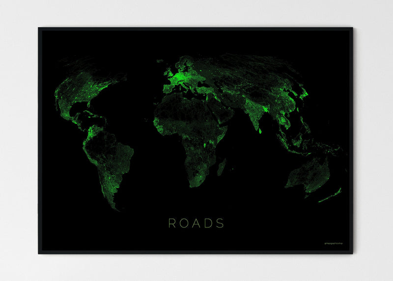 THE WORLD AS ROADS Mapographics Print Material ROADS_LARGE23 / Large title / 100x70 cm (39.37x27.56")