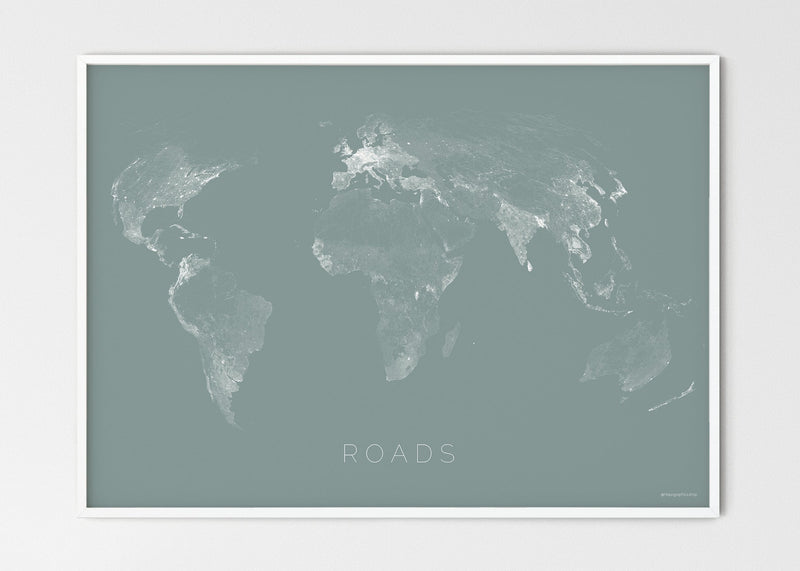 THE WORLD AS ROADS Mapographics Print Material ROADS_LARGE36 / Large title / 100x70 cm (39.37x27.56")