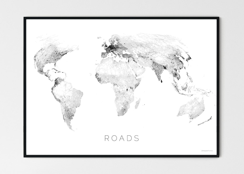 World Map Poster Black And White