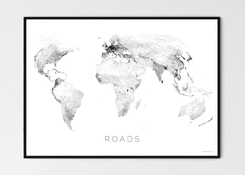 THE WORLD AS ROADS Mapographics Print Material ROADS_LARGE3 / Large title / 100x70 cm (39.37x27.56")