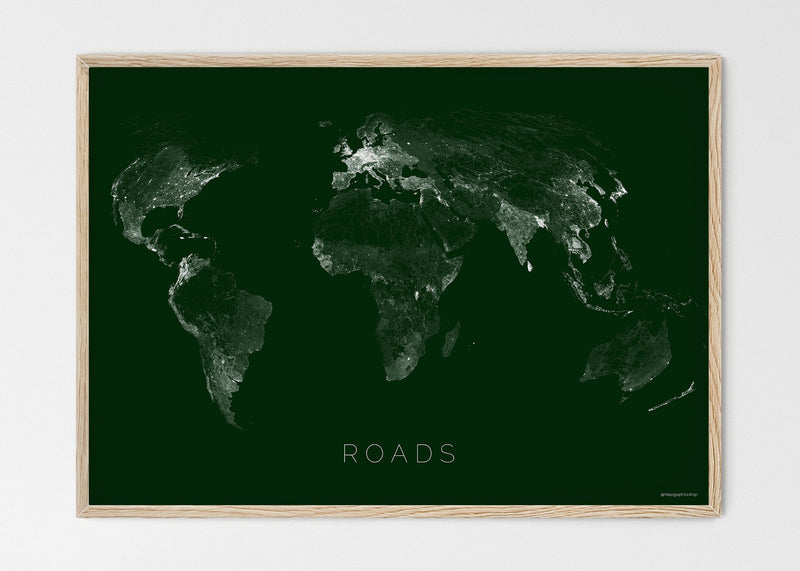 THE WORLD AS ROADS Mapographics Print Material ROADS_LARGE40 / Large title / 100x70 cm (39.37x27.56")