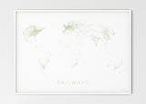 THE WORLD AS RAILWAYS Mapographics Print Material Railwais_LARGE4 / Large title / 100x70 cm (39.37x27.56")
