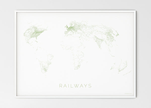 THE WORLD AS RAILWAYS Mapographics Print Material Railwais_LARGE4 / Large title / 100x70 cm (39.37x27.56")