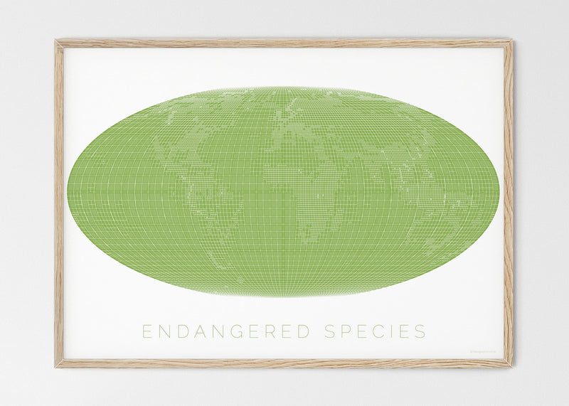 THE WORLD AS ENGANGERED SPECIES MAPOGRAPHICS Print Material Red_listed_species_LARGE3 / Large title / 100x70 cm (39.37x27.56")