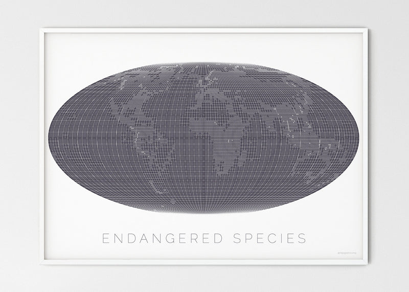 THE WORLD AS ENGANGERED SPECIES MAPOGRAPHICS Print Material Red_listed_species_LARGE1 / Large title / 100x70 cm (39.37x27.56")