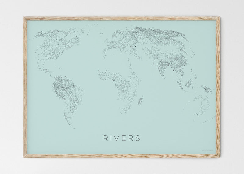 THE WORLD AS RIVERS Mapographics Print Material Rivers_LARGE2 / Large title / 100x70 cm (39.37x27.56")