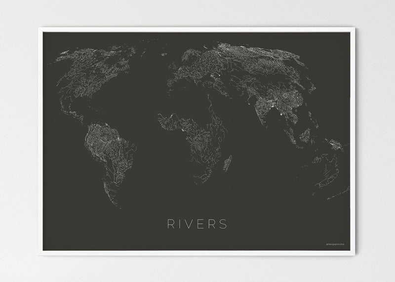 THE WORLD AS RIVERS Mapographics Print Material Rivers_LARGE5 / Large title / 100x70 cm (39.37x27.56")