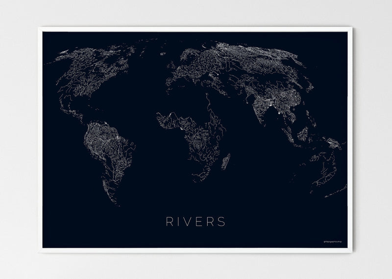 THE WORLD AS RIVERS Mapographics Print Material Rivers_LARGE6 / Large title / 100x70 cm (39.37x27.56")