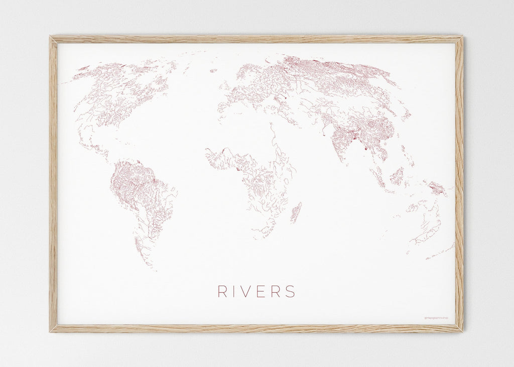 World Rivers Map Poster – Minimalist Map Wall Art – MAPOGRAPHICS