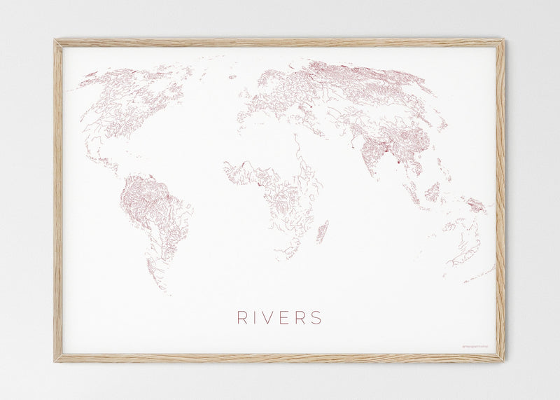 THE WORLD AS RIVERS Mapographics Print Material Rivers_LARGE1 / Large title / 100x70 cm (39.37x27.56")