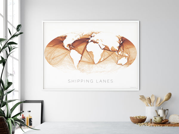 THE WORLD AS SHIPPING ROUTES Mapographics Print Material